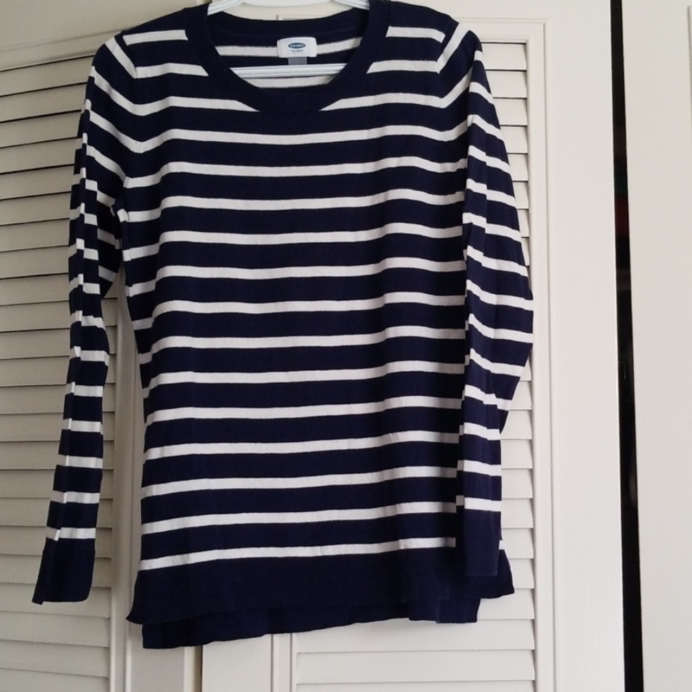 Navy & White Striped Sweater